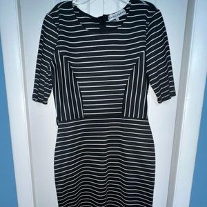 Black Dress with white stripes size Large